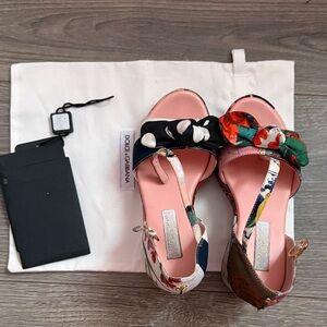 Dolce & Gabbana Pink and Multicolor Floral Sandals